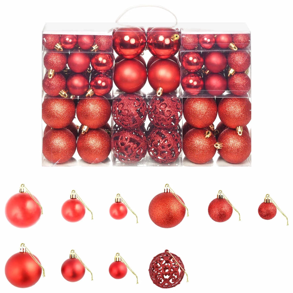 Set Palline di Natale 100 pz 3/4/6 cm Rosse 245710