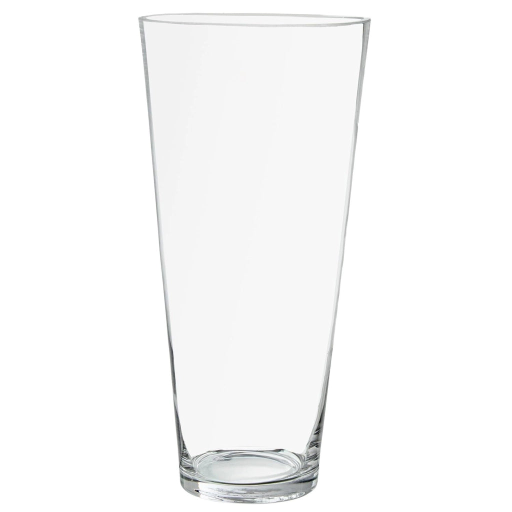 Vaso in vetro trasparente, dimensioni 10x10x34 cm
