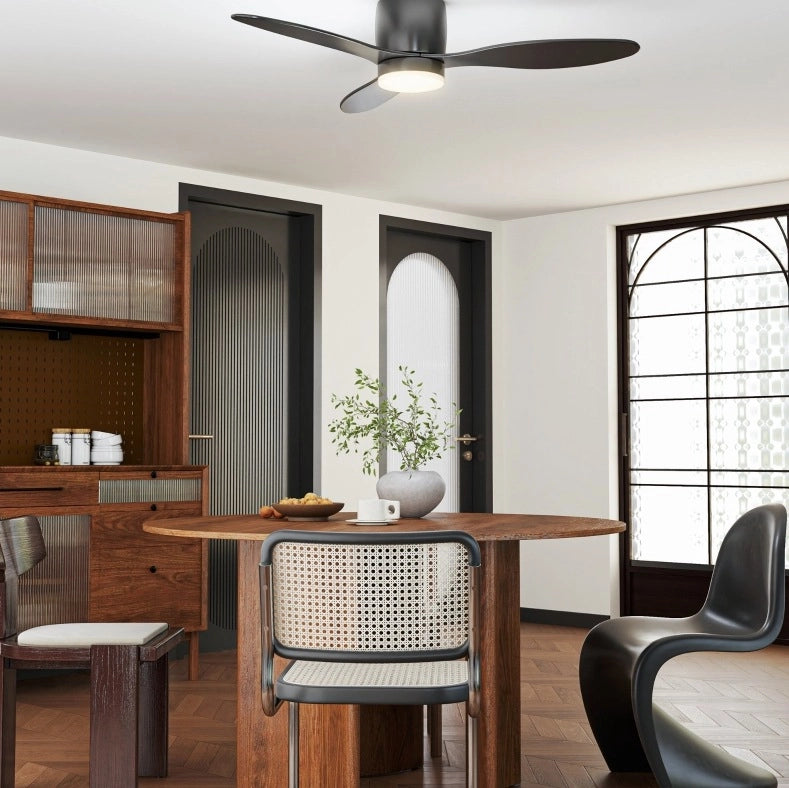 VENTILATORE da soffitto con luce LED Ø 115 cm nero in ABS con telecomando