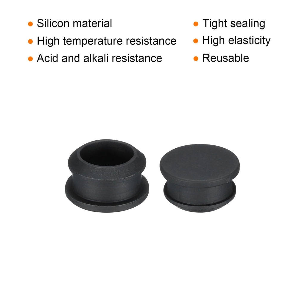 Tappi in silicone, diametro 18 mm, neri, confezione da 10 pezzi