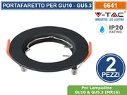 V-TAC VT-929 2 PORTAFARETTI FISSI ROTONDI DA INCASSO NERI PER LAMPADINE GU10 E GU5.3 - SKU 6641