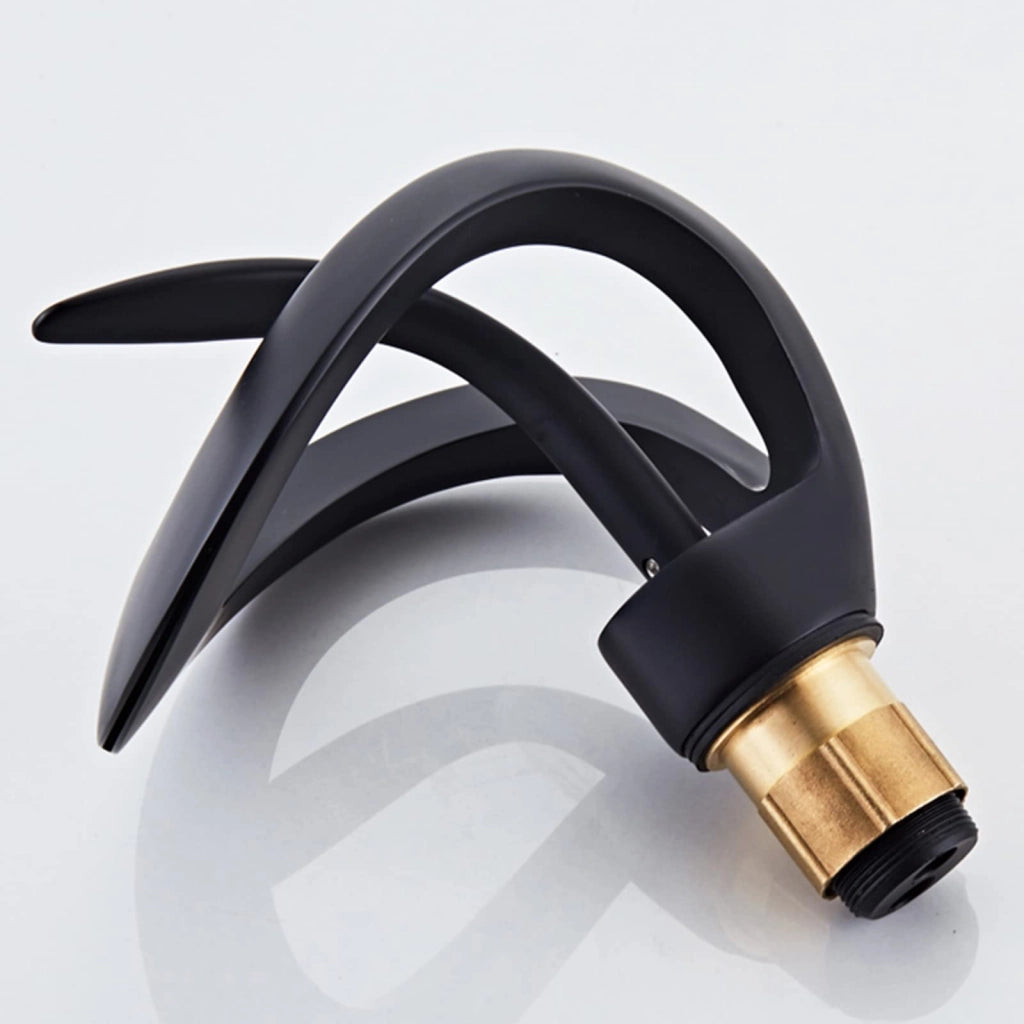 Rubinetto lavabo a cascata monocomando in ottone nero