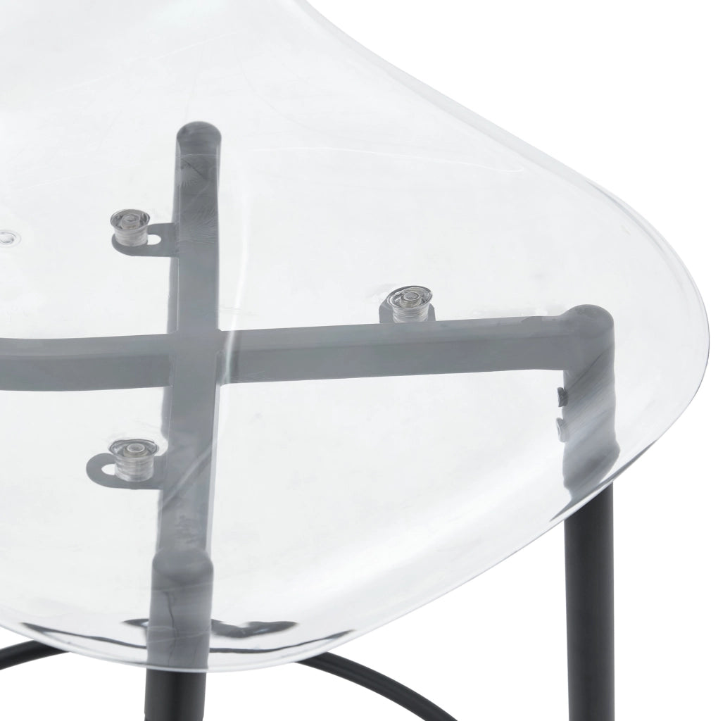SGABELLO da bar 66 cm in plastica trasparente e metallo nero, set da 2 pezzi