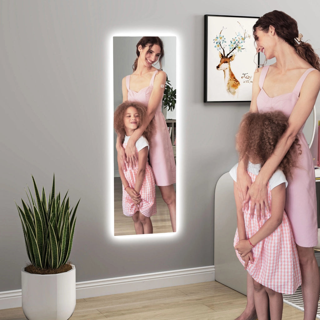 Specchio intero corpo 40x120 cm, da terra e parete, senza cornice, con luce LED e controllo touch, per camera da letto e soggiorno