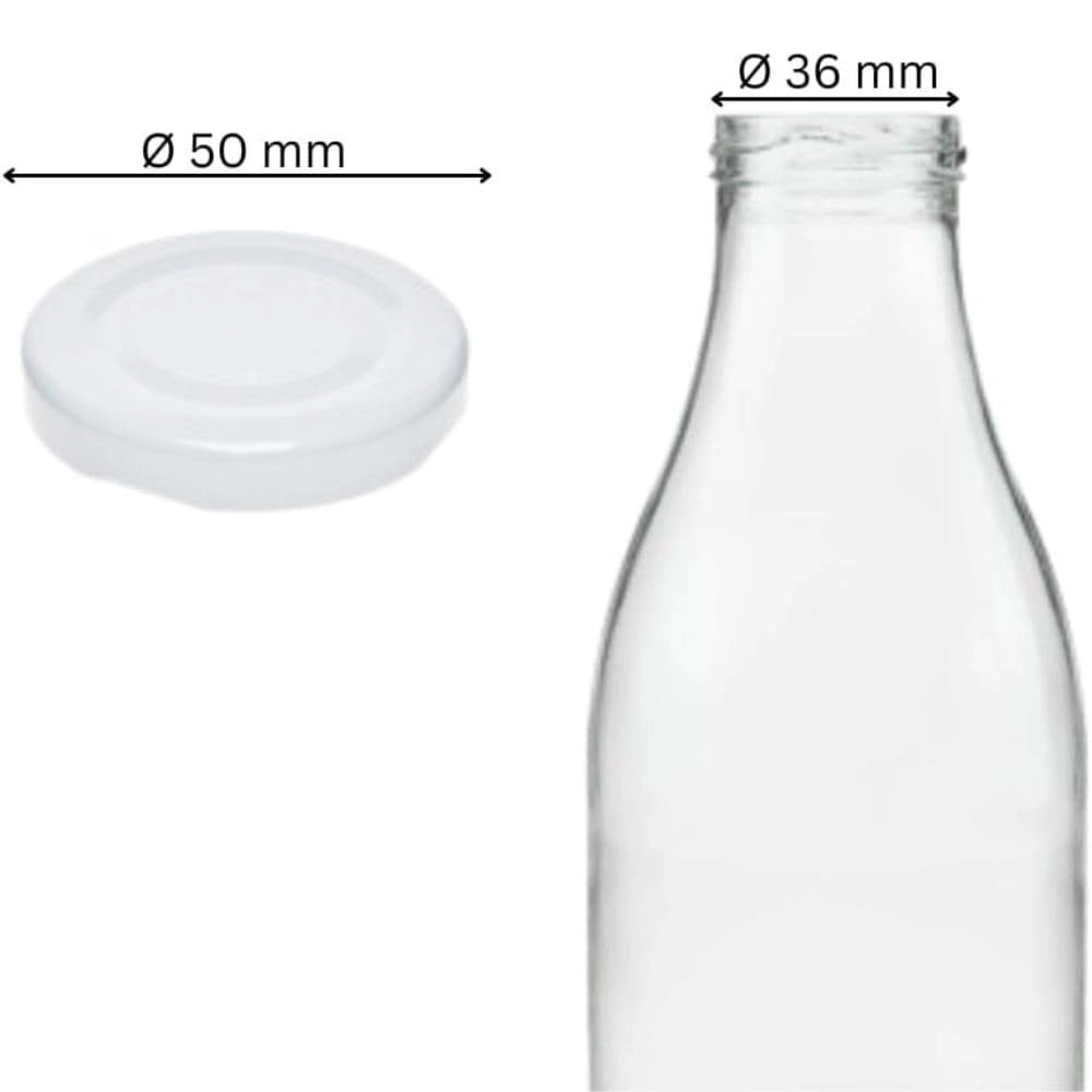 25 tappi a vite TO48 da 5 cm, colore bianco, per bottiglie di vetro