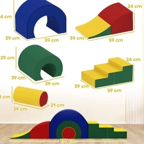 BLOCCHI Morbidi per arrampicata e gattonamento, 5 forme, 181x39x44 cm, blu e rosso