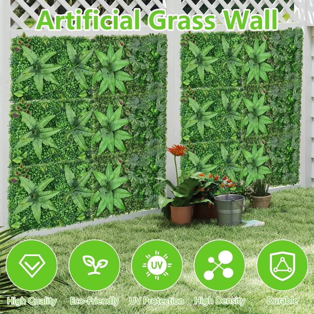 Pannello decorativo a parete con piante artificiali, composto da 2 pannelli, dimensioni 60x40 cm, ideale come elemento decorativo e per garantire privacy, resistente ai raggi UV