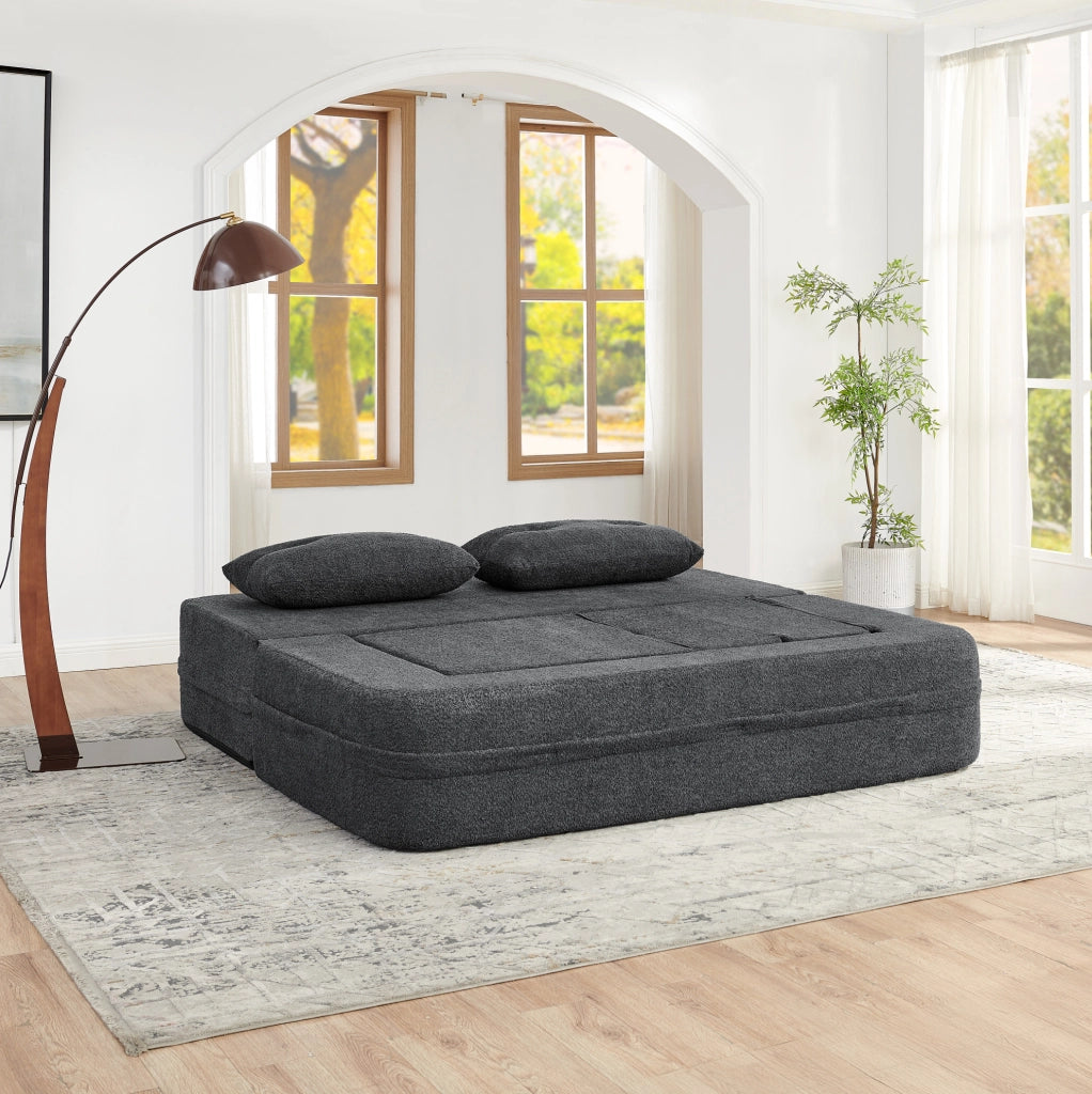 Divano letto modulare 2 posti con poltrona in memory foam grigio scuro