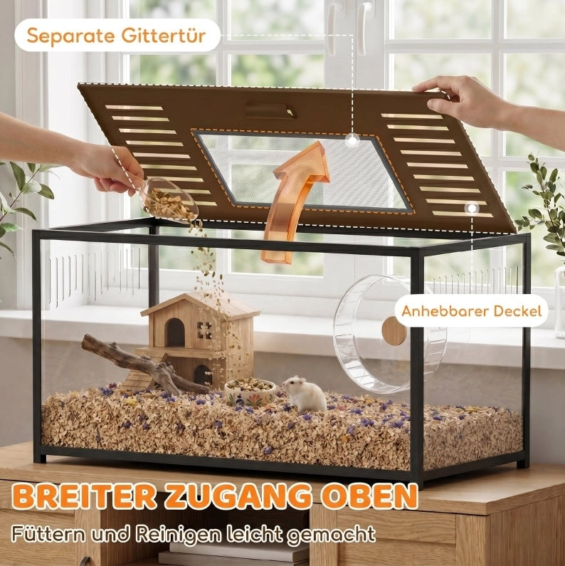 Gabbia per criceti 100 x 50 x 52,5 cm in metallo e acrilico, nera