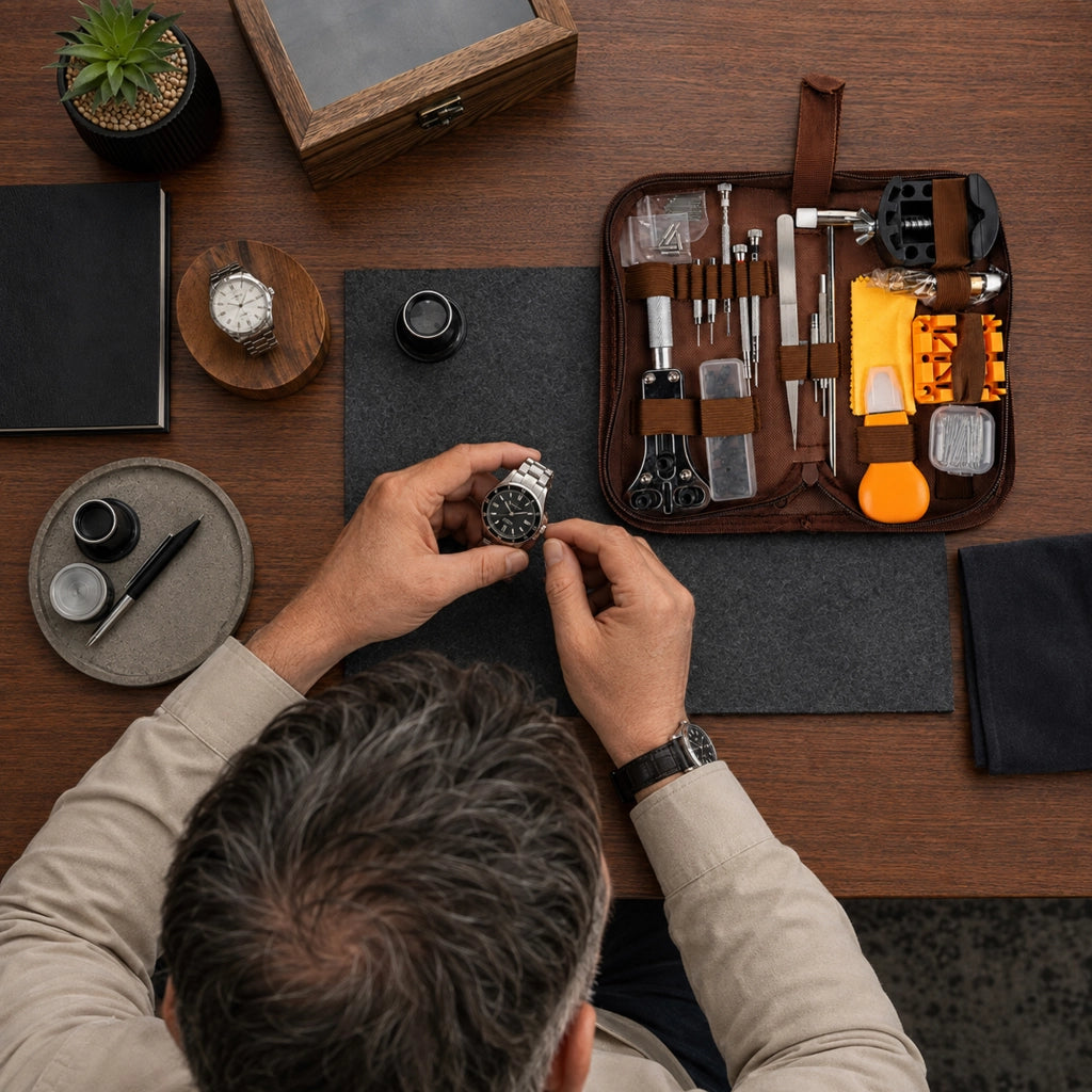 Kit riparazione orologi 168 pezzi con custodia