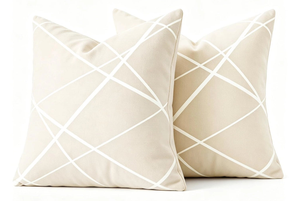 Cuscini in velluto, 45x45 cm, color beige, confezione da 2, morbidi