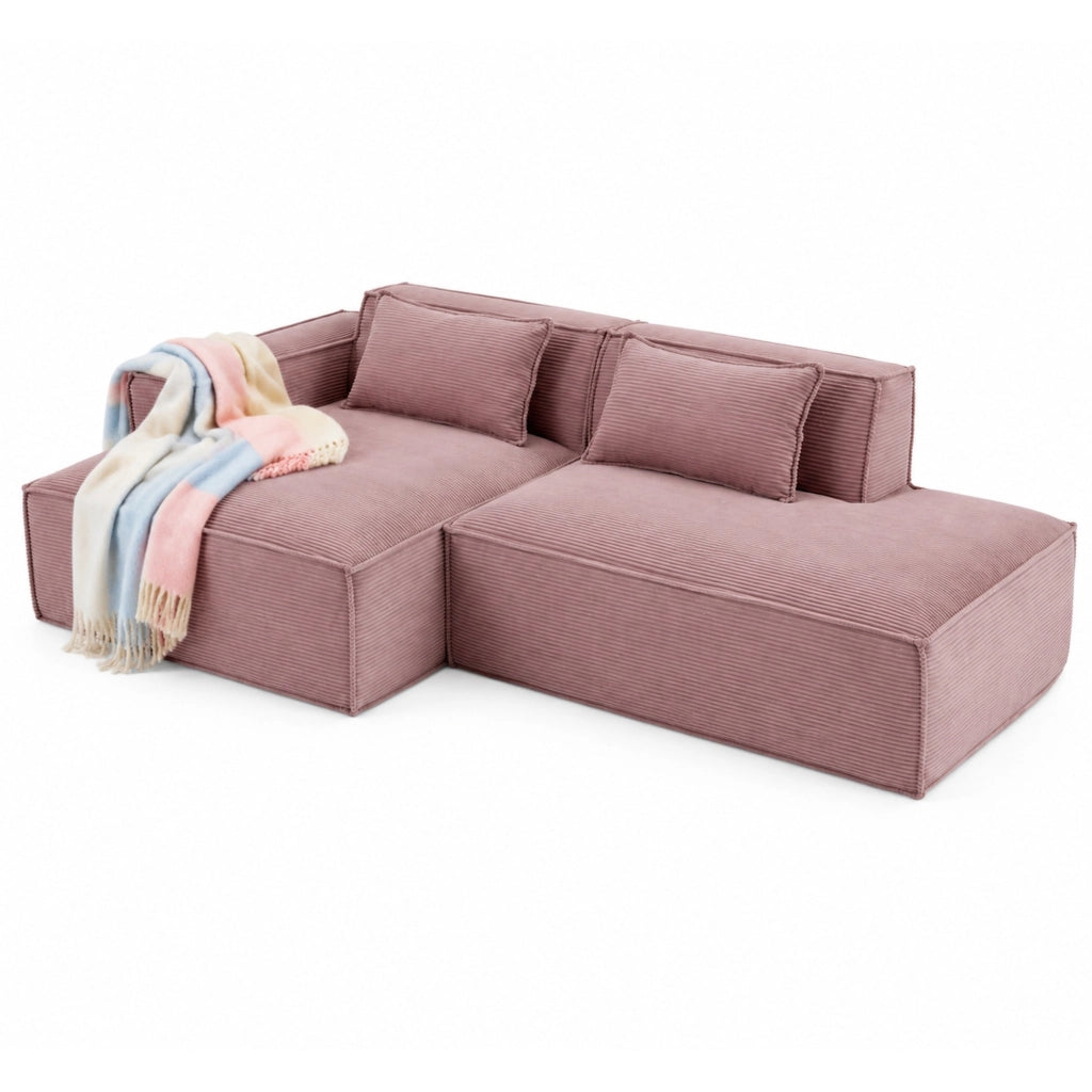 Divano moderno 235 cm rosa baby con molle insacchettate