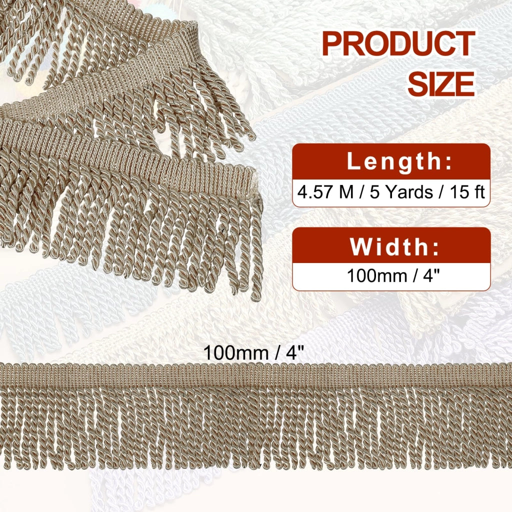 Frange decorative con nappine, 10 metri x 10 cm, in poliestere, ideali per progetti fai-da-te