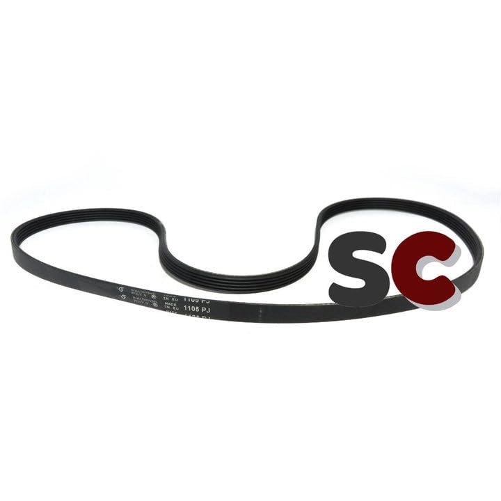 Cinghia per lavatrici, modello 1105 PJ, con fessura a J, lunghezza 1105 mm, elastica