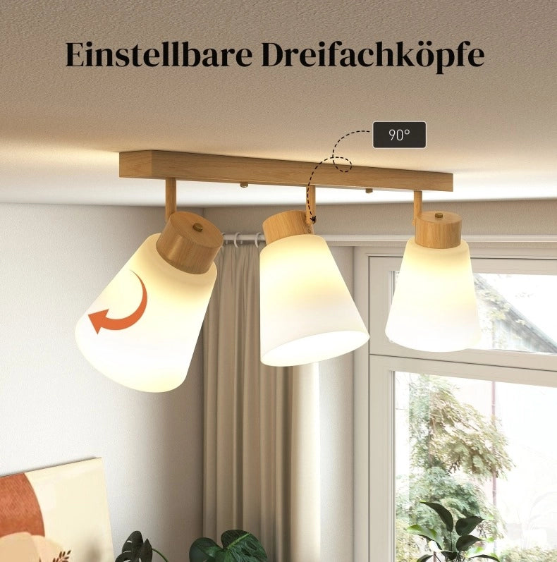 Plafoniera a 3 luci E27 con faretti orientabili e montaggio a soffitto o parete