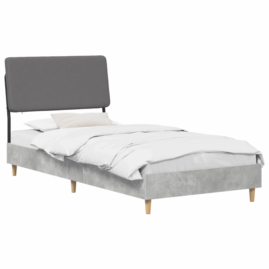 Letto singolo con testiera Grigio Cemento e Grigio Chiaro 8001824