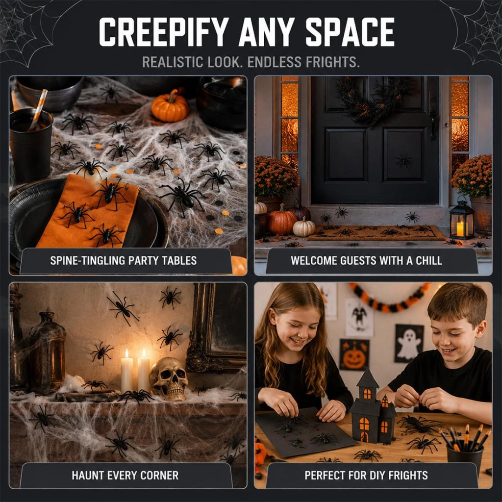 100 ragni in plastica realistica per la decorazione di Halloween