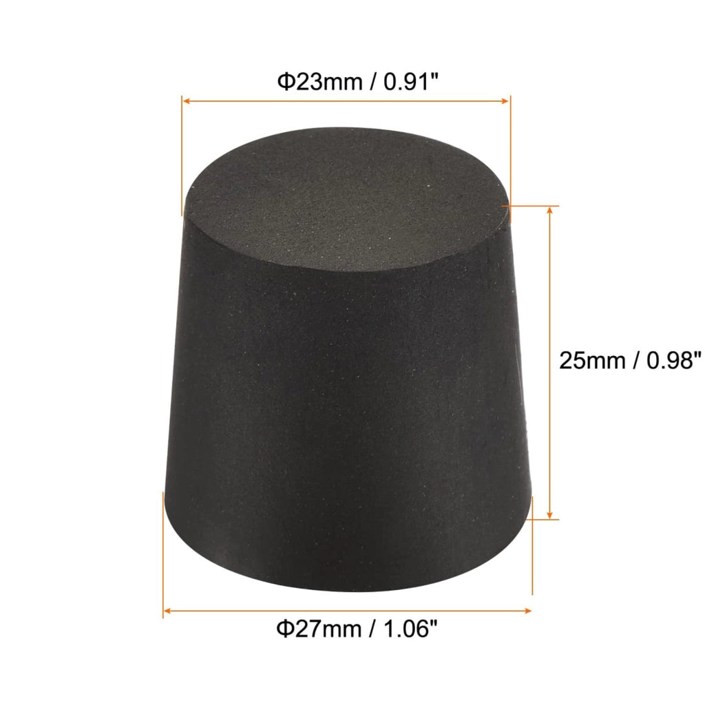 Tappi in gomma conici, da 23 a 27 mm, neri, confezione da 5 pezzi