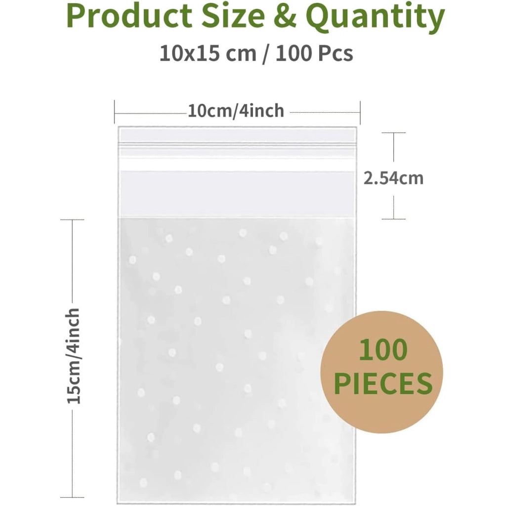 100 sacchetti trasparenti per biscotti, auto-sigillanti, 10x15 cm, opachi