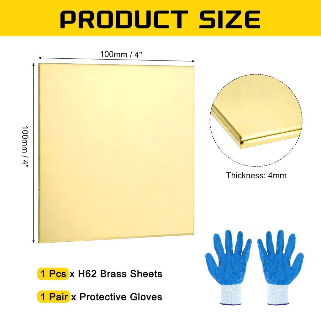 Piastra di ottone H62, 4x100x200 mm, color oro, 1 pezzo