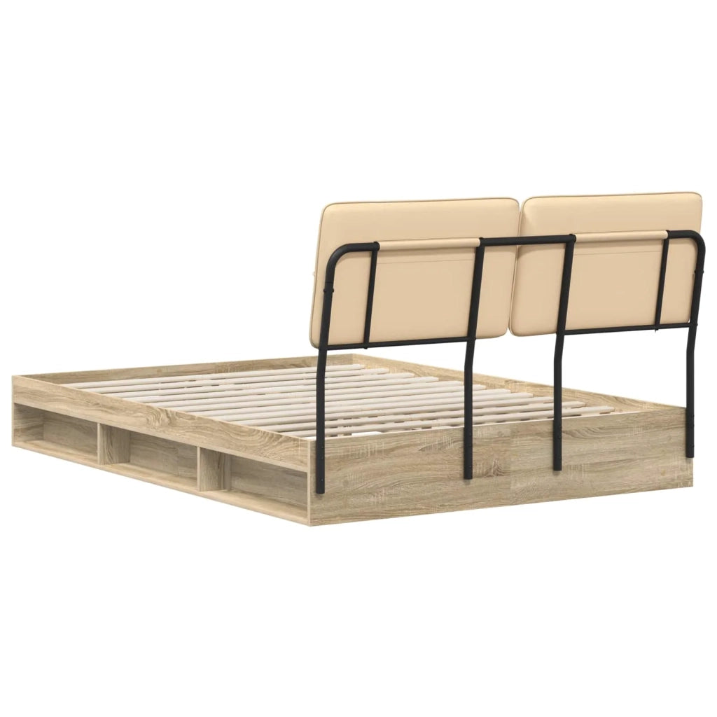 Letto matrimoniale con testiera Rovere Sonoma e crema 3440536