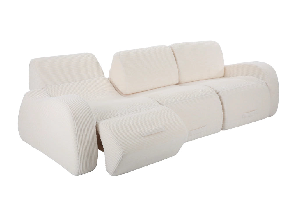 DIVANO Modulare trasformabile in letto, 3 moduli, velluto a coste beige