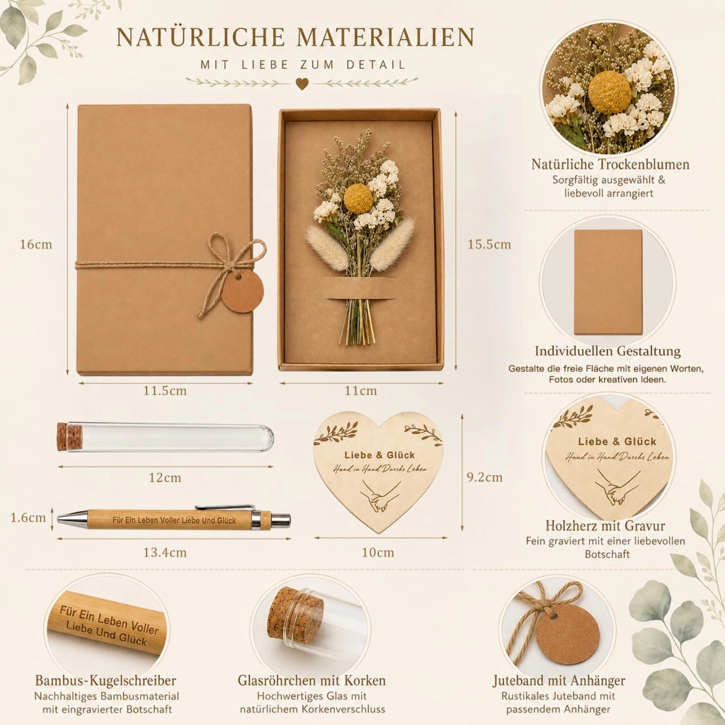 Scatola regalo in legno per matrimonio, con fiori secchi
