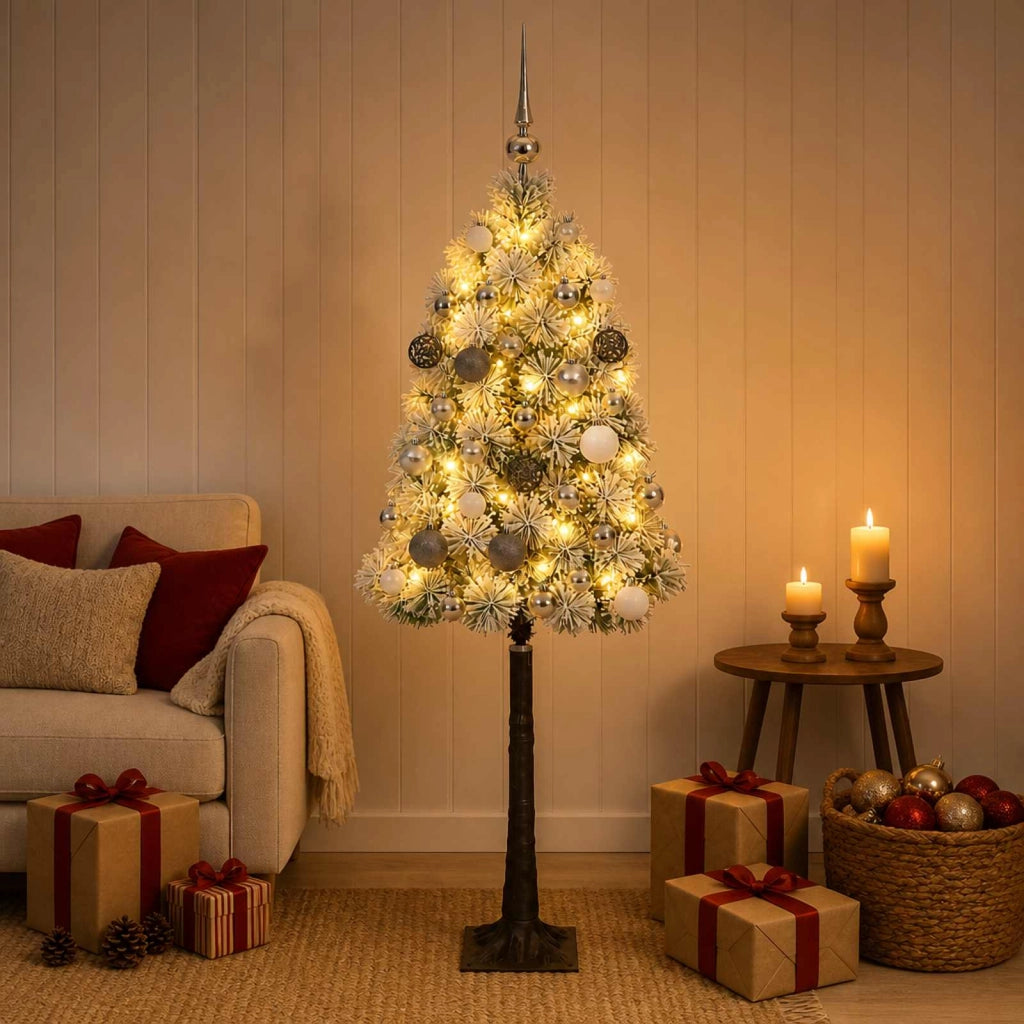 Albero di Natale artificiale con rami snodati e palline 120 cm 3466219