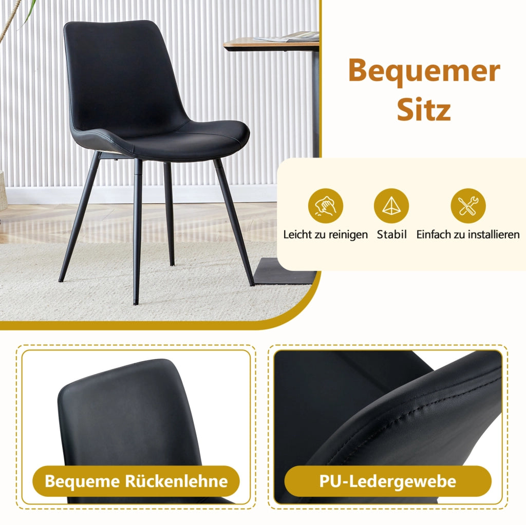 TAVOLO da pranzo 160 cm con 4 sedie, MDF e metallo, marrone e nero, set da 5 pezzi