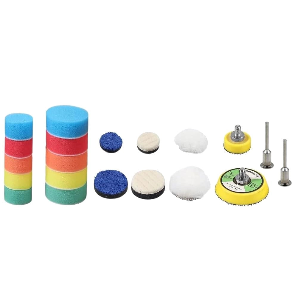 Kit di lucidatura da 18 pezzi, completo di spugne e dischi abrasivi da 25/50 mm