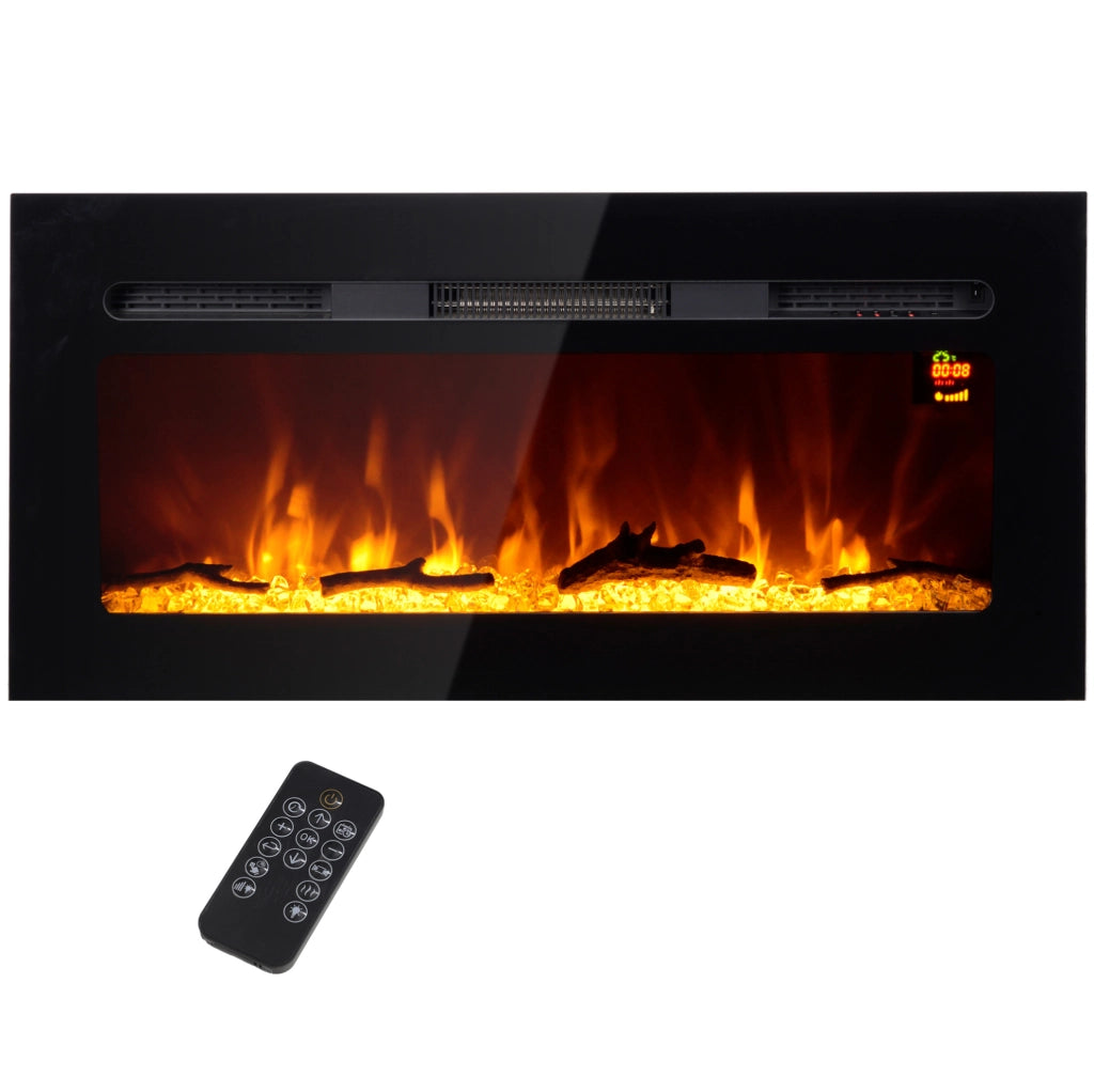 Camino elettrico nero 1800 W con telecomando e timer
