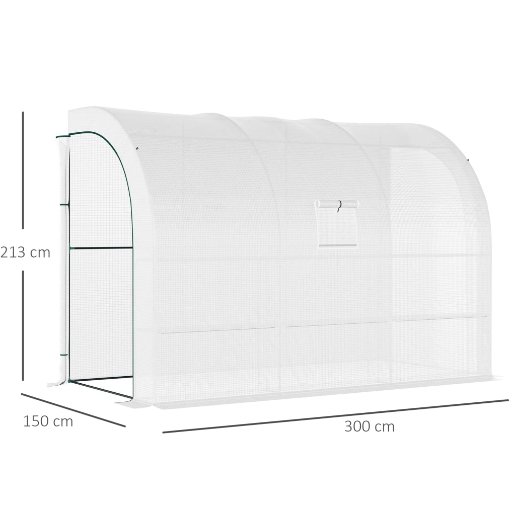 SERRA con 6 ripiani e finestra 300x150x213 cm in plastica bianca