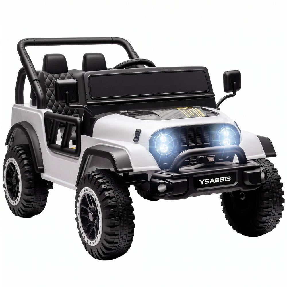 Macchina Elettrica per Bambini 12V Bianco con Telecomando 2,4G Doppio Motore Sospensioni Luci e Musica per Giardino ed Esterni