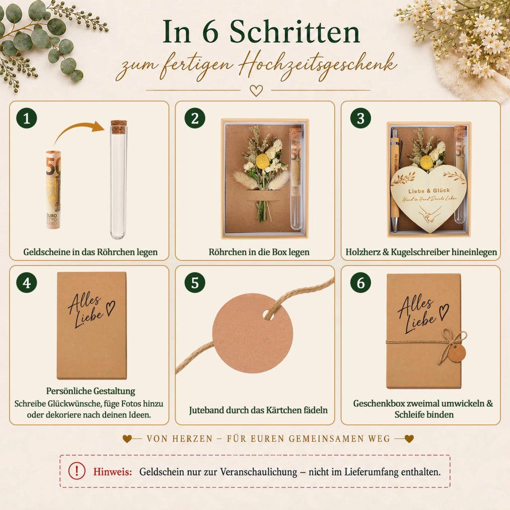 Scatola regalo in legno per matrimonio, con fiori secchi