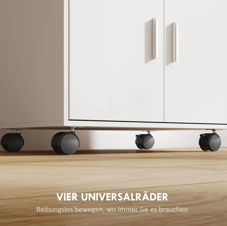 Mobile per microonde bianco in MDF con ruote e cassetto