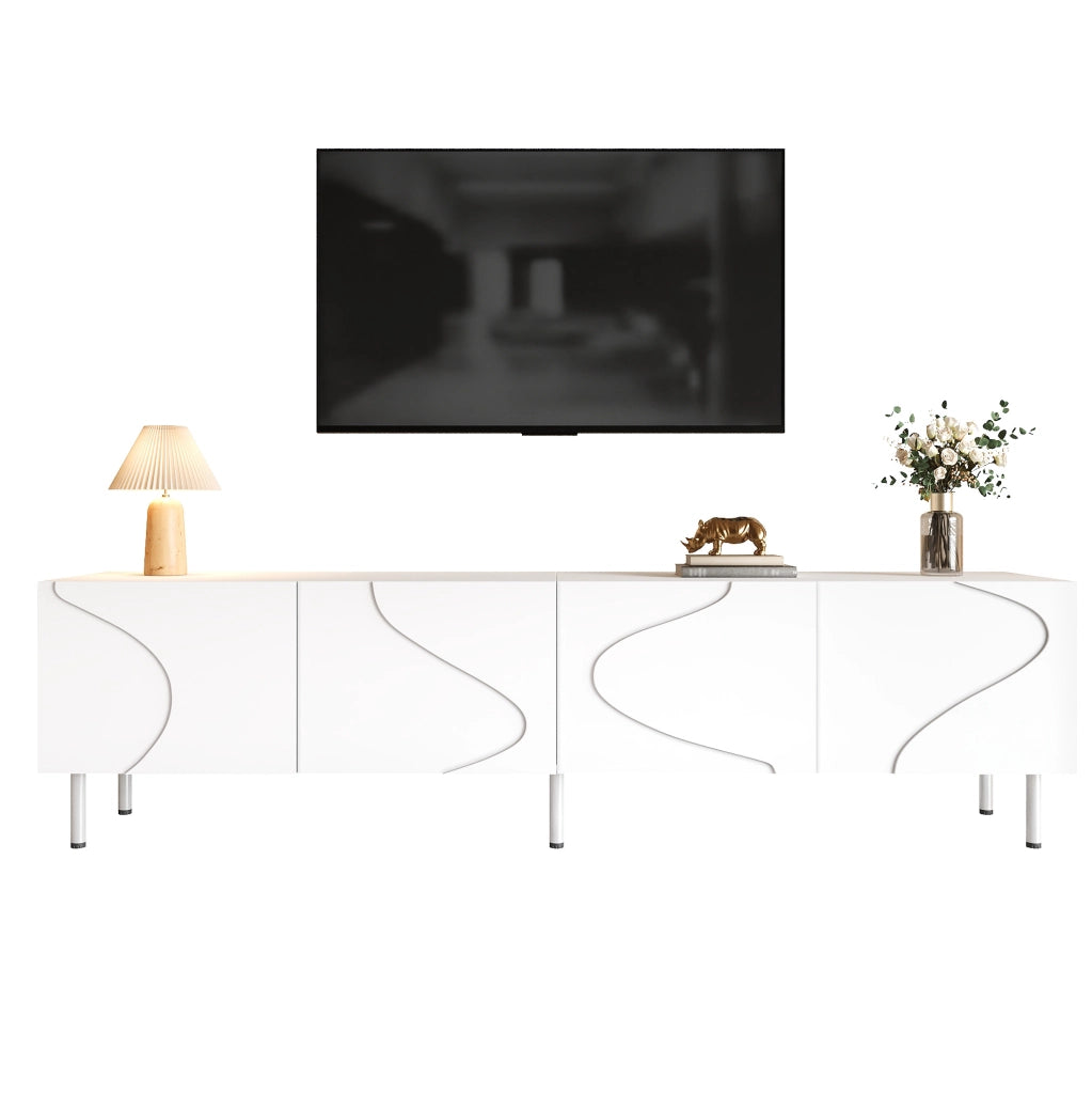 Mobile TV 170 x 35 x 50 cm bianco in MDF e truciolare, 4 ante
