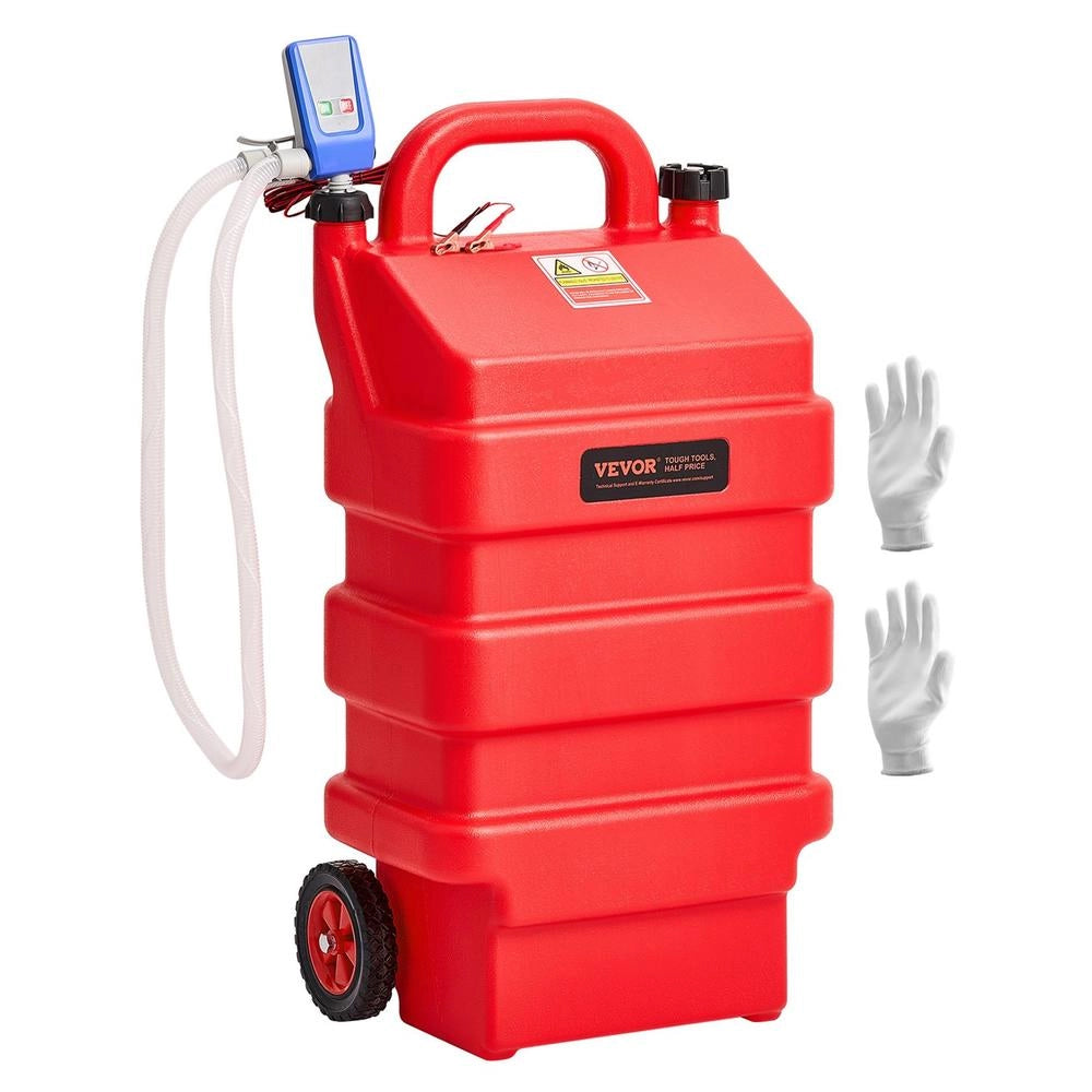 Serbatoio Carburante Portatile 60,56 L con Pompa Elettrica 12V 11,36 L/min, Tubo 1,21 m in HDPE per Diesel e Benzina Rosso