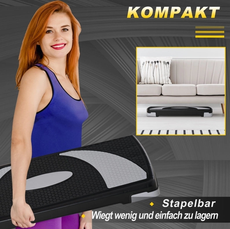 STEP AEROBICO regolabile in altezza in plastica nera