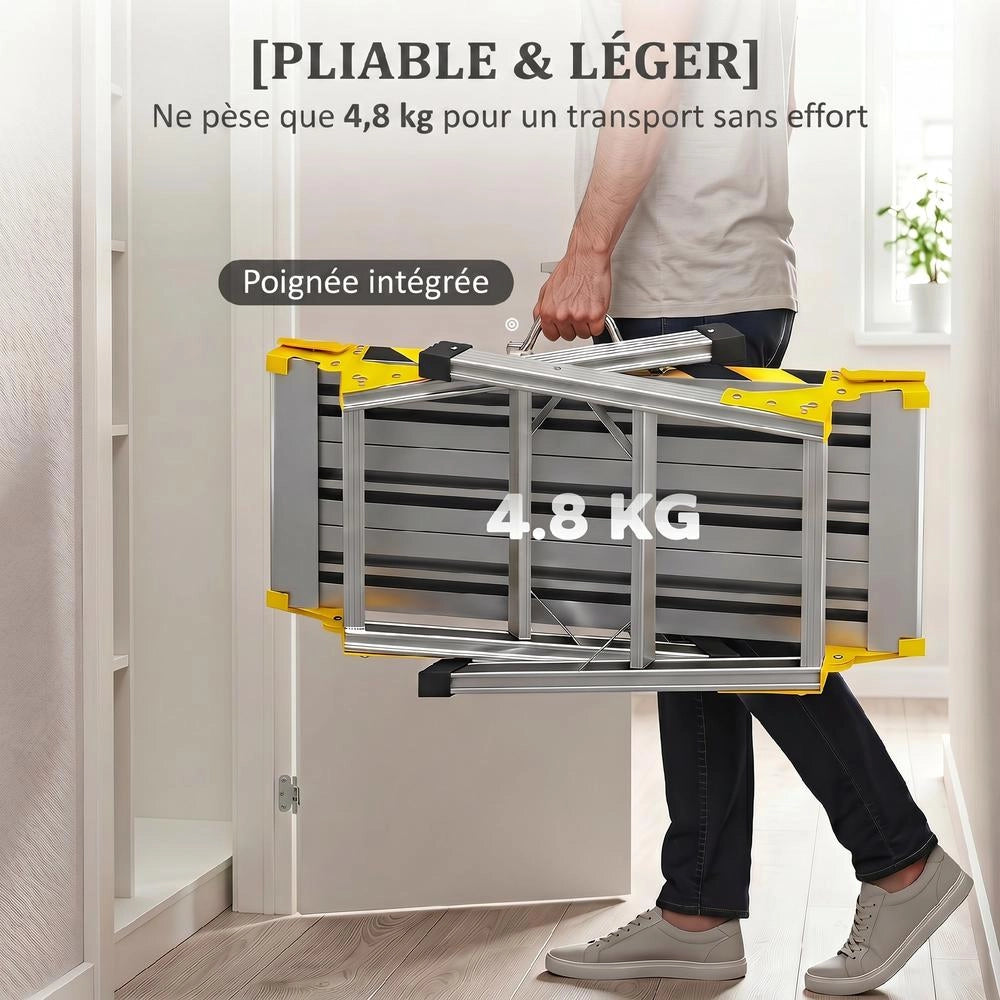 Tavolo da lavoro pieghevole in alluminio banco da lavoro portatile con maniglia e superficie antiscivolo portata 150 kg argento