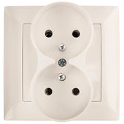 Presa Doppia Con Messa A Terra E Placca Oste Jnh002-g Beige
