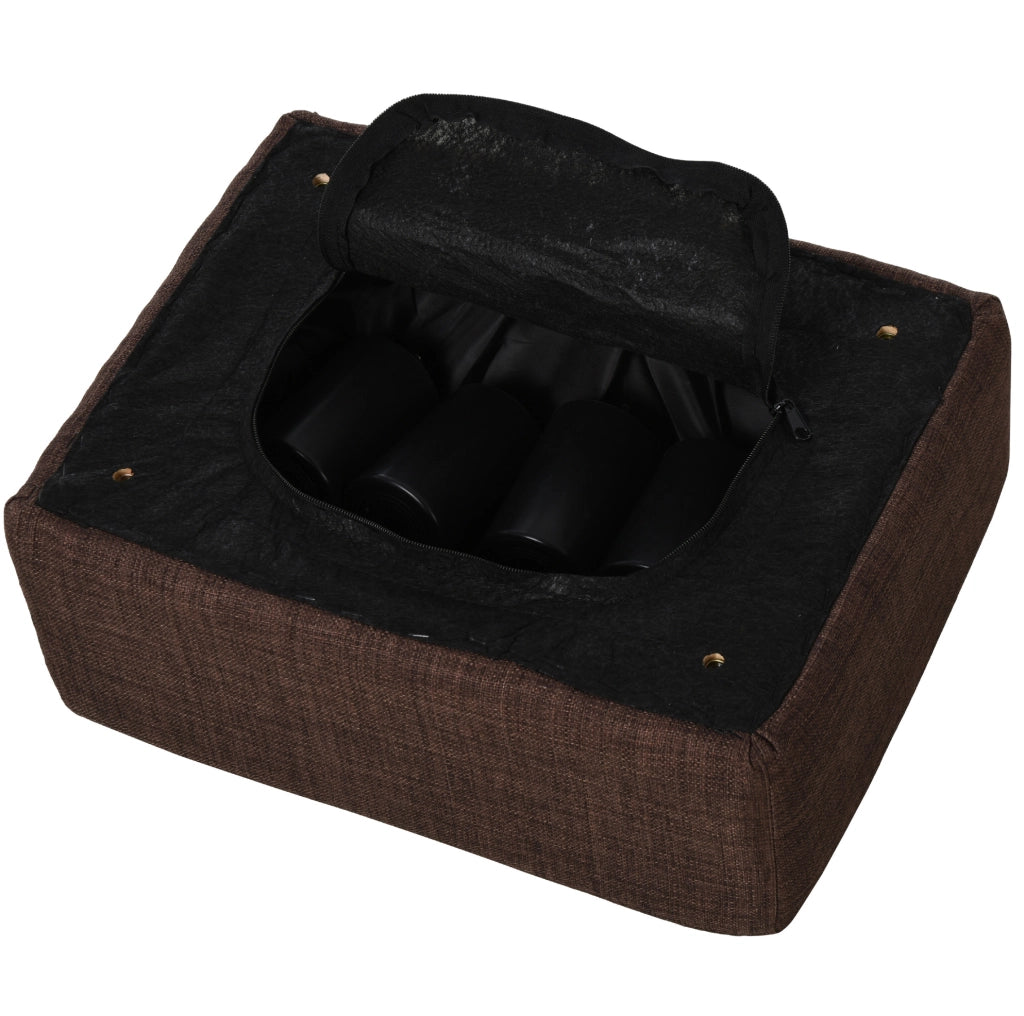 Pouf imbottito rettangolare marrone in lino 40 x 30 x 24 cm