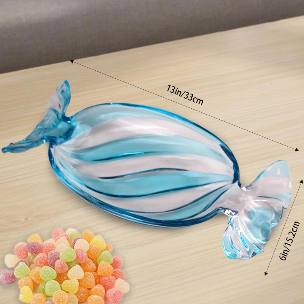 Ciotola in vetro, 34x15x4 cm, blu, per snack e dolcetti