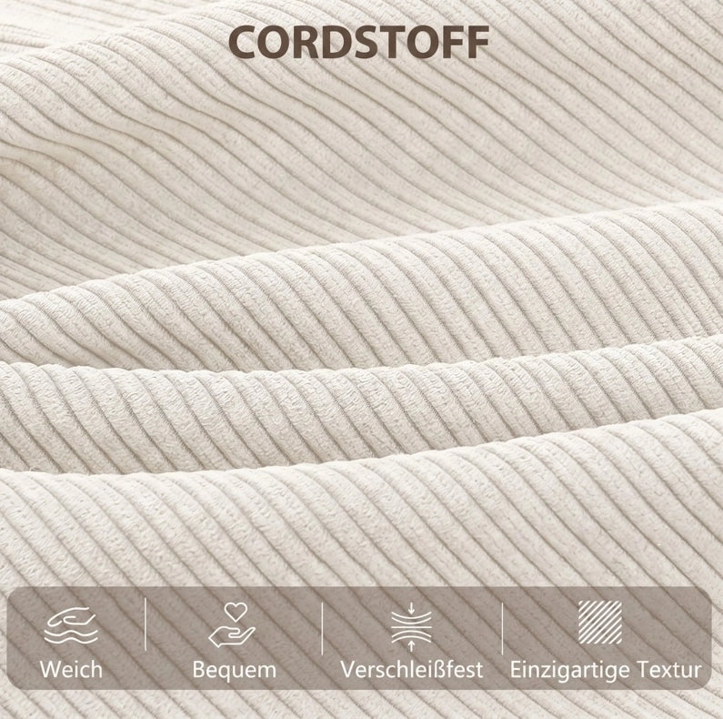 Divano letto 3 posti beige in corduroy con vano contenitore