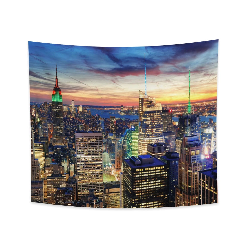 Arazzo raffigurante il panorama di New York, dimensioni 180x160 cm, realizzato in poliestere
