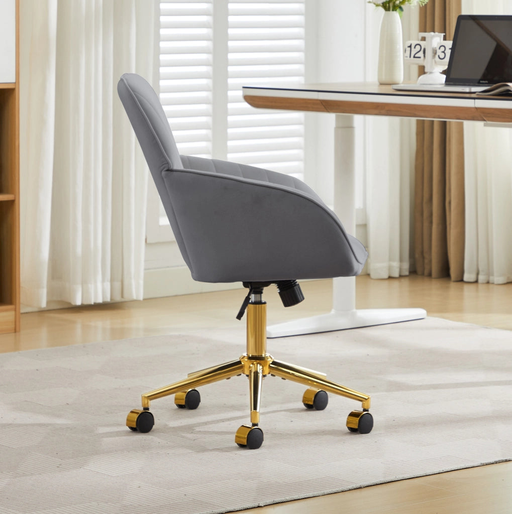 Sedia da ufficio ergonomica 62x60x97 cm in velluto grigio, regolabile per smart working