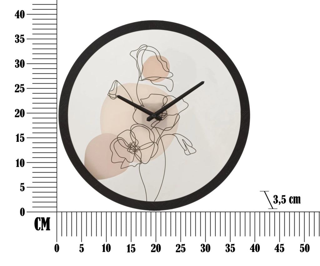 Orologio da Parete Rotondo in Acciaio con Quadrante Floreale Flower -B- Bianco