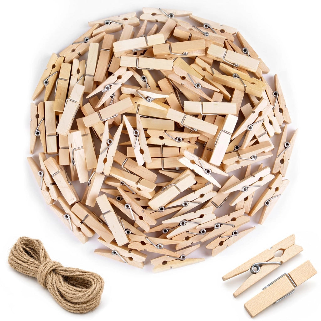 Graffette di legno, 100 pezzi, 3,5 cm, ideali per lavori manuali e per stendere il bucato