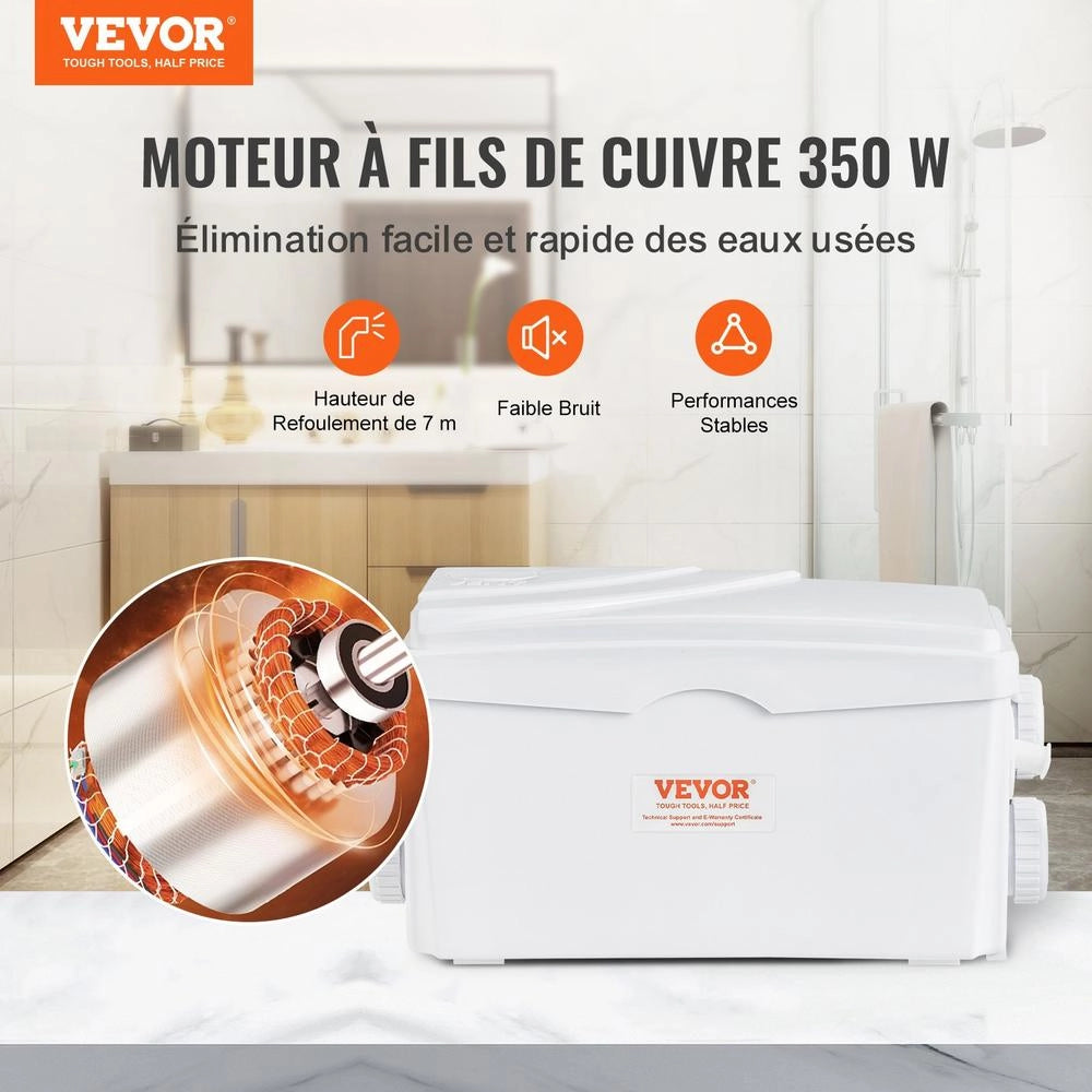 Pompa di sollevamento acque reflue FLO300 350W portata 6000 L/h prevalenza 7m con 3 ingressi per cantina e lavanderia IP68