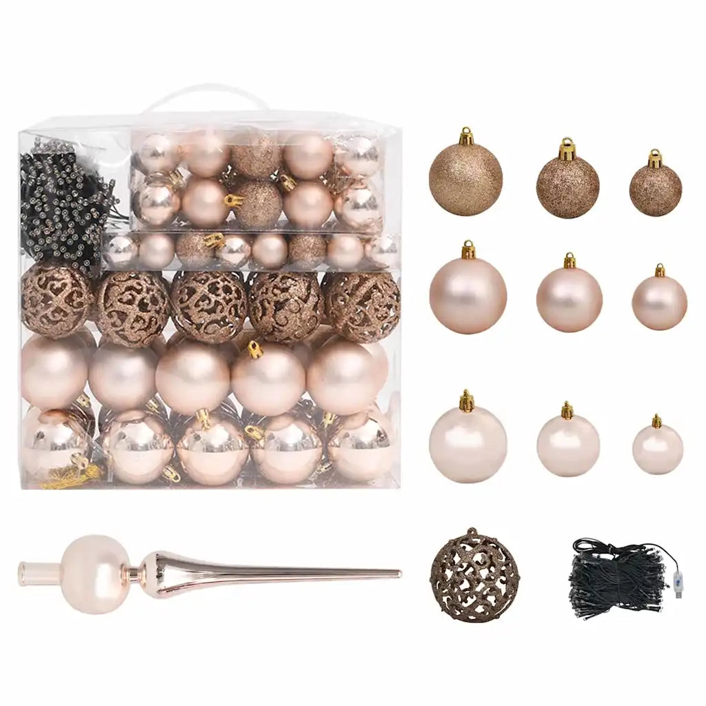 Albero di Natale Artificiale con LED e Set di Palline e Pigne 210 cm 3077618
