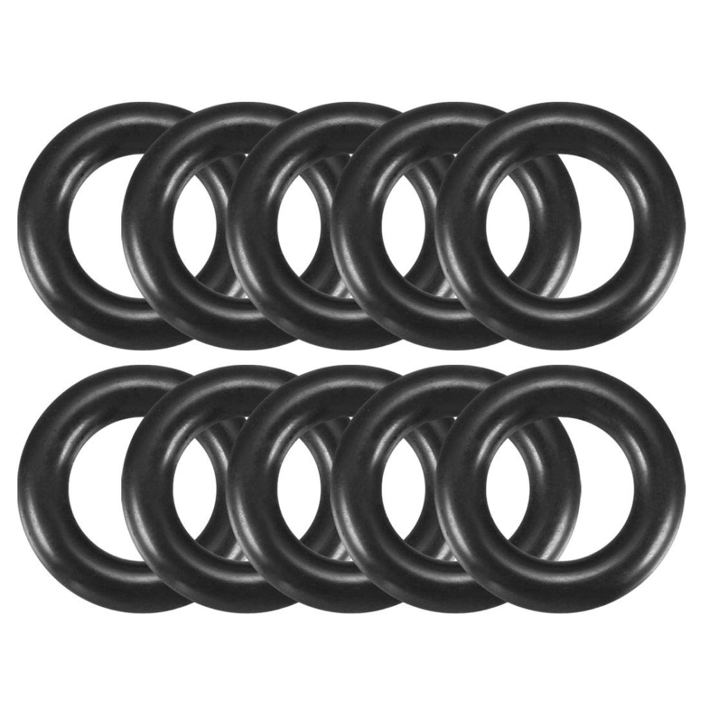 Confezione da 10 anelli di gomma, dimensioni 14x8x3 mm, colore nero